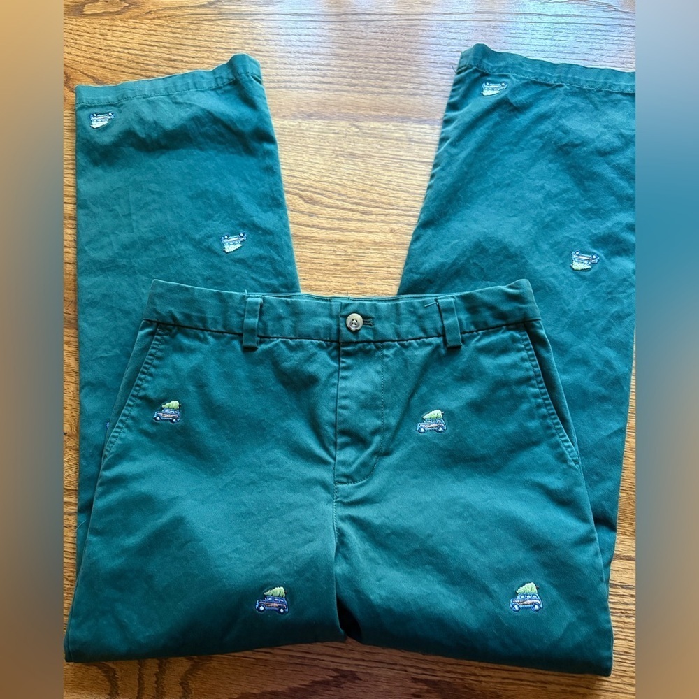 Vineyard Vines Kids pants- Green with woody truck with tree and NWT Red VV Pants - Picture 11 of 16